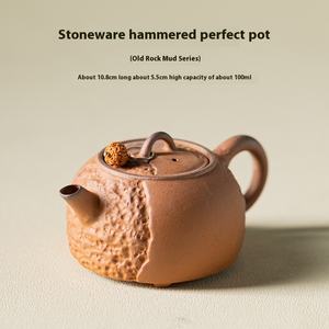 Tetera de cerámica de tamaño pequeño hecha a mano japonesa, <span class=keywords><strong>gres</strong></span> de barro de <span class=keywords><strong>roca</strong></span> antigua con diseño moderno martillado, tetera individual perfecta - Product Image 5