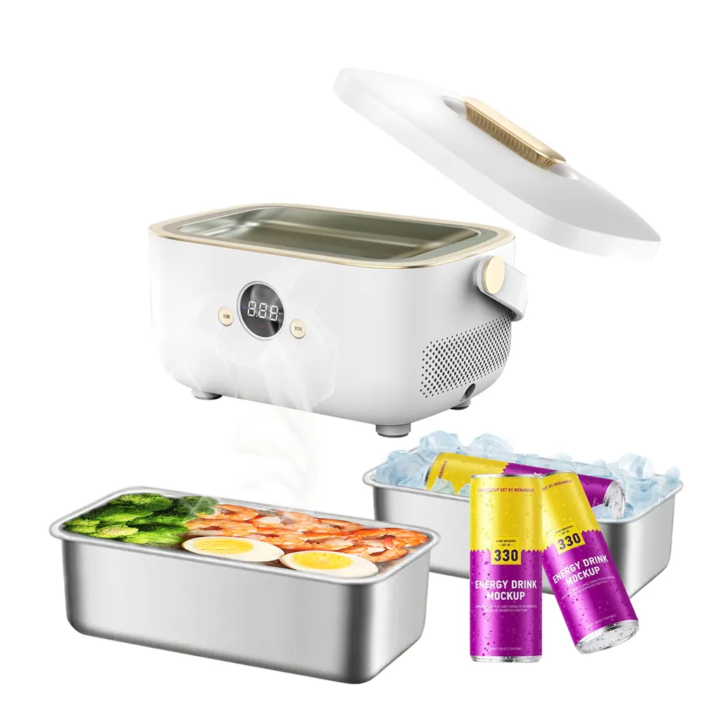 Drop Ship 12v 1.2L Big Capacity Stainless Steel Electric Cooling&Heating Lunch Box Food Warmer Container For Car Office