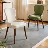 Chaise de salle à manger ergonomique en bois massif, style mi-siècle, siège en cuir microfibre, mobilier de maison, dossier rembourré pour salle à manger