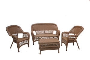 Juego de Comedor de Mimbre/Ratán <span class=keywords><strong>JECO</strong></span> de 5 Piezas, Venta al por Mayor de Fábrica de Guangzhou - Resistente a los Rayos UV y Marco de Aluminio con Recubrimiento en Polvo - Product Image 6