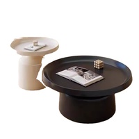 Table basse ronde minimaliste couleur crème pour petits appartements, table d'appoint moderne en dalle de pierre pour usage domestique