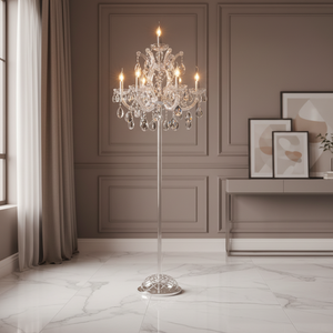 مصباح أرضي ليد كريستالي شفاف حديث مع منشورات زجاجية K9 وحامل تحكم عن بعد لإضاءة غرف النوم وغرف المعيشة بالفندق - Product Image 4