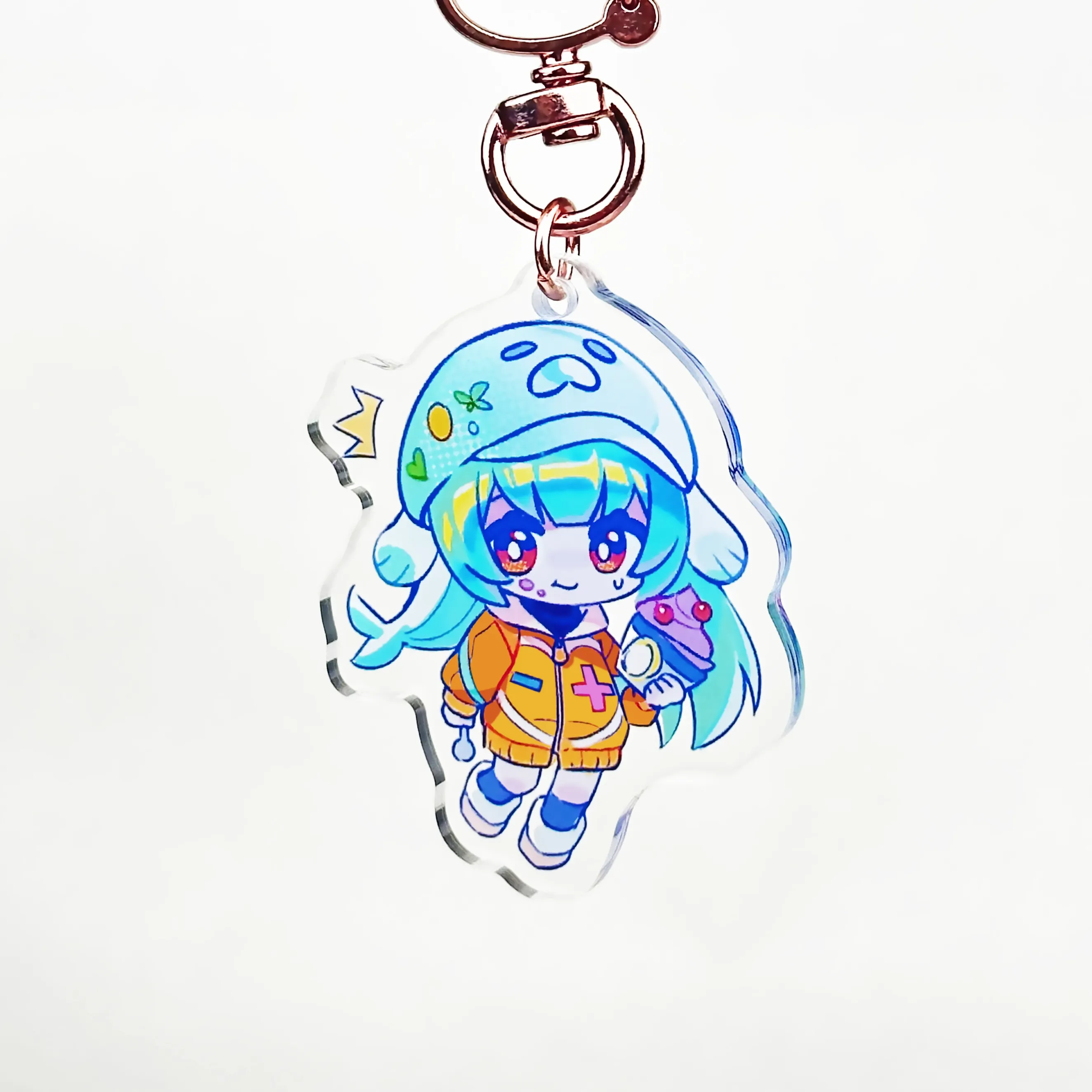 Wholesale Kids Keychain Cartoon Plastic Keyholder with UV Printed Stainless Steel 6-Color Printing