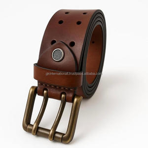 Cinturón casual clásico para hombre, hecho a mano, de doble capa de cuero de búfalo grueso, para jeans o pantalones, ideal para regalo. - Product Image 1