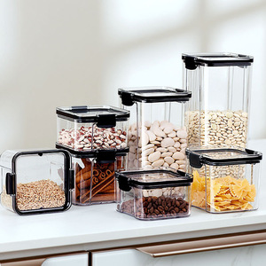 Kitchen <b>Storage</b> Jar Rectangle Clip-On Lid Airtight Moisture Proof Food Container <b>Drawer</b> Organizer - Product Image 4