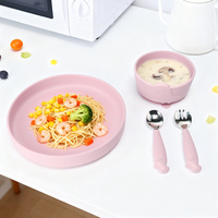 OEM/ODM Ensembles de cadeaux classiques pour bébés avec impression personnalisée Assiette de bol à ventouse pour enfants nouveau-nés Salle à manger sans BPA avec motif de dessin animé écologique