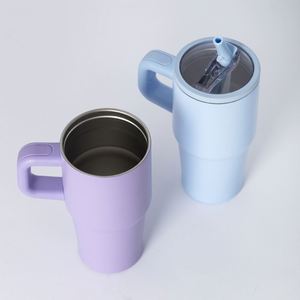 Classic 20oz Stainless Steel Insulated Cup Double Wall Vacuum Travel Mug with Handle Straw for <b>Hot</b> Cold <b>Drinks</b> Coffee - Product Image 2