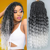 Nuova moda Deep Wave Locs Beauty women hair hair 24 pollici parrucca sintetica riccia finto Locs uncinetto capelli onda profonda arricciatura capelli Extension