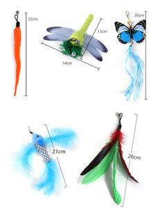 Juguete Interactivo para Gatos al por Mayor, Pluma Desmontable de Repuesto, Varita de Acero con Forma de <span class=keywords><strong>Mariposa</strong></span> y Ventosa - Product Image 4