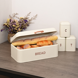 Boîte à pain et bidon en métal blanc pour la maison et la cuisine - Product Image 4