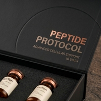 Boîte rigide magnétique personnalisée en carton gris mat noir pour flacons de peptides, 10 flacons, avec doublure en éponge bronzée et logo estampé à chaud