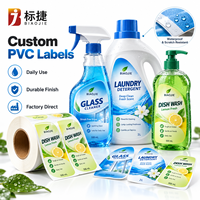 Autocollants en papier synthétique personnalisés, durables, imperméables, adhésifs permanents, formes personnalisées pour les étiquettes d'emballage des bouteilles de lessive quotidiennes