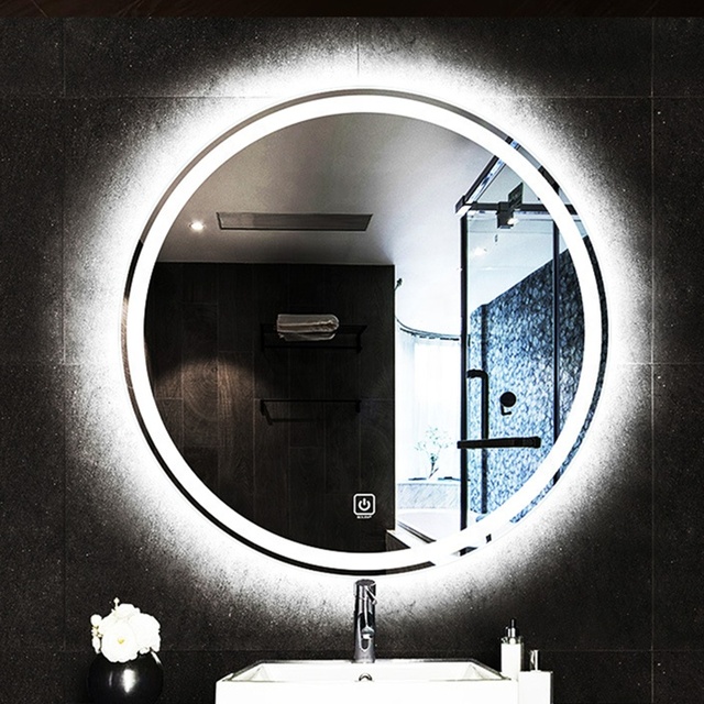 Bathroom Round Led Light Backlit Smart Mirror with Touch Switch