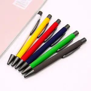 2023新款电容式点击触控笔金属橡胶笔来样定做Logo促销触摸屏圆珠笔