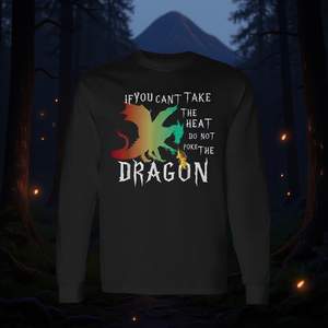 Cool Dragon Flame Spewing Mythical Creature T-shirt à manches longues pour adultes unisexe imprimé numériquement à col rond - Product Image 3