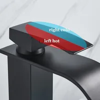 Robinet de lavabo cascade noir en laiton, mitigeur de salle de bain à poser sur comptoir