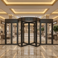 Porte tournante automatique en verre à 3 ailes en acier inoxydable intelligent et moderne pour usage commercial