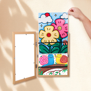 Cadre d'affichage de <span class=keywords><strong>photo</strong></span> d'image d'ouverture magnétique d'aimant en bois modifiable personnalisé pour des enfants pour montrer des dessins et des illustrations d'enfants - Product Image 5