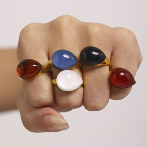 Vibrant Color Resin Statement <b>Ring</b> With 18K PVD Gold Plated Stainless Steel for Women | Waterproof, Hypoallergenic & Non-Fading - Product Image 3