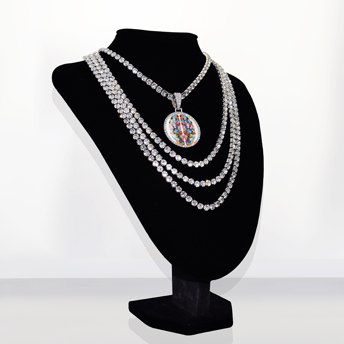 Creative Colorful Brain Pendant Necklace Bling Iced Out