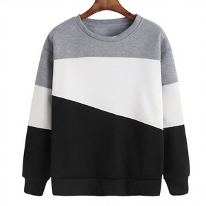 Men's Color Block Pullover <b>Sweatshirt</b> Clean lines, bold contrast—grey/white/black color block crewneck for effortless style. - Product Image 1