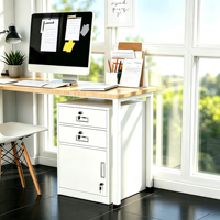 Armoire de classement mobile en acier sous bureau avec serrure, trois tiroirs, unité de rangement de bureau moderne et basse pour espace de travail à domicile, fabriquée en Chine