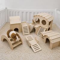 En gros Balançoire à bascule pour hamster, petit nid, maison en bois massif, cabane de repos pour hamster d'or, fournitures pour animaux de compagnie, sans toit