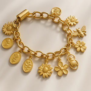 Musa natural dorada | Colgante <span class=keywords><strong>de</strong></span> acero inoxidable chapado en oro PVD <span class=keywords><strong>de</strong></span> 18 quilates: Diseño <span class=keywords><strong>de</strong></span> abeja <span class=keywords><strong>de</strong></span> hoja <span class=keywords><strong>de</strong></span> <span class=keywords><strong>flor</strong></span> <span class=keywords><strong>de</strong></span> mariposa para fabricación <span class=keywords><strong>de</strong></span> joyas DIY - Product Image 6