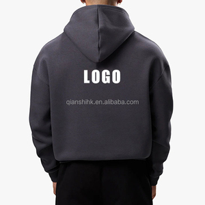 Luxury Heavyweight Pullover <b>Hoodie</b> 400gsm Drop Shoulder Oversized <b>Hoodie</b> Unisex Designer Custom Streetwear <b>Plain</b> <b>Black</b> <b>Hoodie</b> - Product Image 4