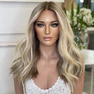 Parrucca in pizzo anteriore con fodera in seta senza cuciture con <span class=keywords><strong>capelli</strong></span> umani 100% vergine europea bionda e marrone in pizzo Top parrucca da <span class=keywords><strong>donna</strong></span> - Product Image 4