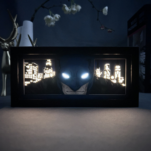 Cadre en bois noir super-héros pour enfants chambre décoration veilleuse Lightbox bande dessinée 3d papier découpé lampe de bureau Esty livraison directe - Product Image 6