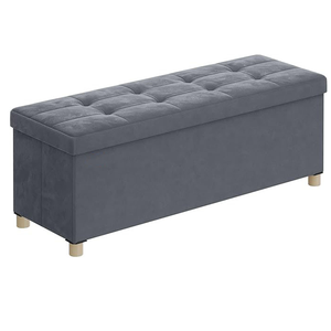 Modern Custom Velvet Folding <strong>Storage</strong> <strong>Bench</strong> <strong>with</strong> Handy <strong>Basket</strong> Footstool Living Room Furniture Ottoman Direct Factory Supply - Product Image 1