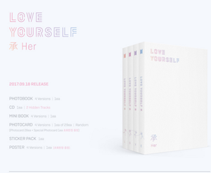 BTS มินิอัลบั้มชุดที่ 5 LOVE YOURSELF Her ซีดีเพลงเคป๊อปของแท้ พร้อมโฟโต้การ์ด วงไอดอลเกาหลี นำเข้าจากเกาหลี - Product Image 3