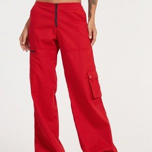 Pantalon cargo rouge léger de haute qualité, taille basse, coupe ample, pour le travail en extérieur, style charpentier, respirant, idéal pour l'été - Product Image 2