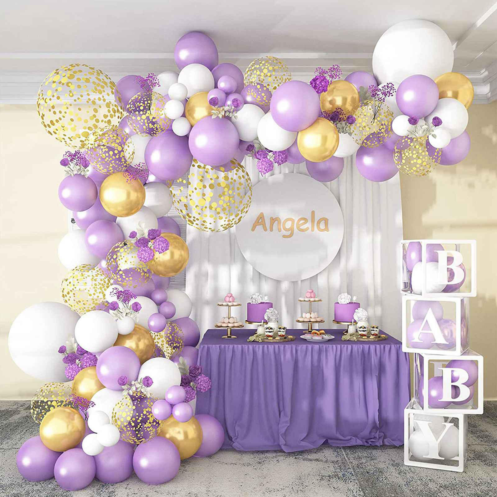 Backdrop Royal Purple And Gold Baby Shower Decorations Purple