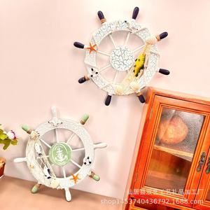 Shuangyi moderno océano timón 28cm colgante decorativo grieta timonel madera Mini timón colgante de pared de alta calidad al por mayor - Product Image 1