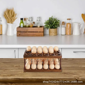 Support de rangement pour œufs en bois à double couche, 24 alvéoles, organisateur de réfrigérateur, conservation de la fraîcheur, conteneur alimentaire - Product Image 2
