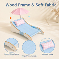 Lit de repos pour chat en bois de luxe, style chaise longue de plage, canapé pour chat avec coussin en tissu doux, mobilier pour chat d'intérieur, vente en gros OEM