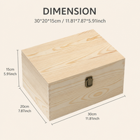 Boîte en bois de luxe, boîte de rangement en bois massif avec couvercle à charnières pour l'organisation professionnelle du bureau