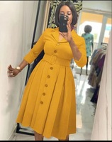 Robe de bureau tendance pour femme, grande taille, col en V, revers, coupe trapèze, simple boutonnage, avec ceinture