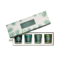 Ensemble cadeau de 4 bougies parfumées personnalisées de luxe, bon marché et uniques, dans des boîtes rigides recyclables avec emballage en feuille d'or