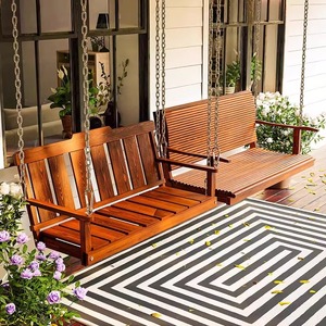 Fauteuil <span class=keywords><strong>suspendu</strong></span> d'intérieur en bois massif de style américain pour adulte, cadre de balançoire inclinable pour balcon - Product Image 1