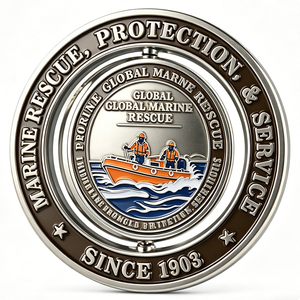 Pièce de monnaie personnalisée 3D rotative en alliage de zinc double couche, commémorative d'honneur, sur le thème du sauvetage maritime et des sports nautiques, souvenir du service de sauvetage maritime - Product Image 1