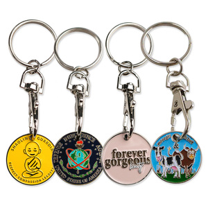 Tùy chỉnh thiết kế kim loại Keyring siêu thị kim loại in ấn Giỏ mua hàng Chip Xe đẩy mã thông báo đồng xu Keychain vòng chìa khóa - Product Image 3