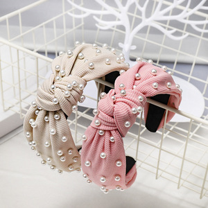 Go Party Hot Women Fashion Cross Knot Neon Pearl <strong>Beaded</strong> <strong>Headbands</strong> - Product Image 4