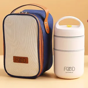 Stainless Steel Vacuum Thermal Bento Lunch Box For Kids With Insulated Lunch Bag