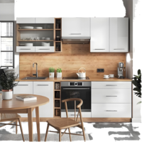 Set Kabinet Dapur Modular Bentuk L dari Baja Anti Karat Ramah Lingkungan dan Tahan Api dengan Desain Modern untuk Penggunaan di Villa dan Apartemen