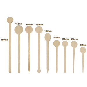 Mélangeur à expresso <span class=keywords><strong>en</strong></span> bois de bouleau naturel, agitateurs à café, vente de mini boissons jetables écologiques, tête ronde personnalisée - Product Image 1