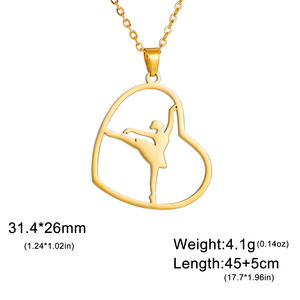 Collier pendentif <span class=keywords><strong>danseuse</strong></span> <span class=keywords><strong>ballerine</strong></span>, cœur, <span class=keywords><strong>danseuse</strong></span>, ballet, charme, collier ras du cou pour femmes, bijoux en acier inoxydable - Product Image 6