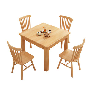Nordic Solid Wood Square Dining <b>Table</b> Walnut Color Stable Combination Furniture For Dining Room - Product Image 3